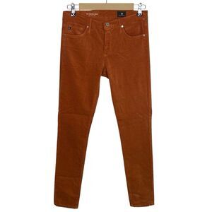 AG Adriano Goldschmied Velvet Pants Womens 27 Orange Brown Legging Ankle NWT